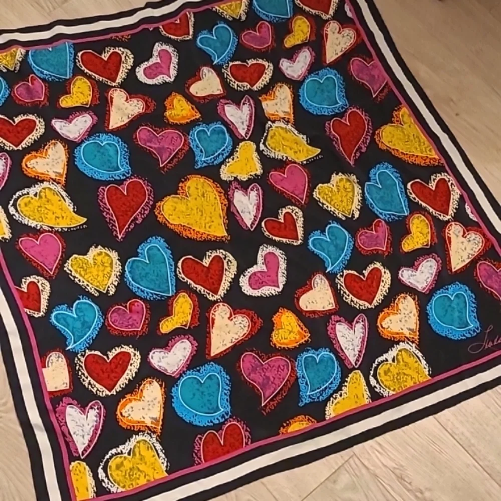 Vintage Linda Dano Silk Over-sized Scarf Multi-colored Scarf - Picture 2 of 6